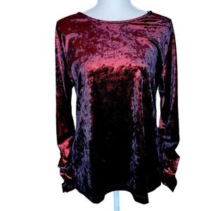 Vince Camuto Red Velvet Long Scrunch Sleeved Top
